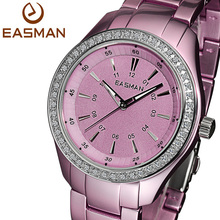 EASMAN Watch Women Purple Pink Ultralight Titanium Aluminum Quartz Watches Zircon Gems Water Resistant Wristwatches Watches