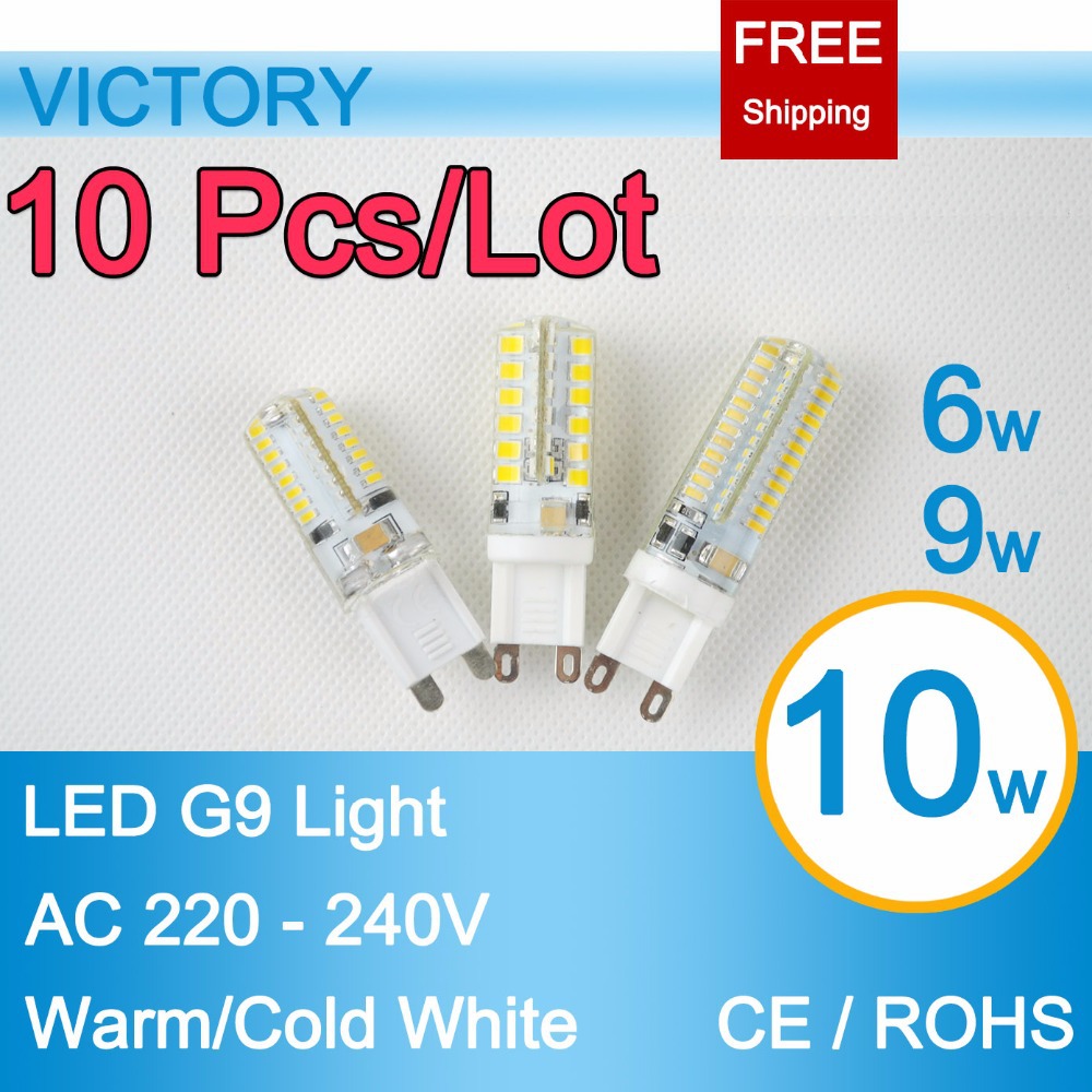10pcs G9 led 220V 6W 9W 10W Silicone LED Bulb SMD 2835 3014 LED Corn Bulb
