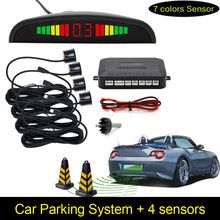 Car LED Parking Sensor Kit 4 Sensors Backlight Display Reverse Backup Radar Monitor System 9-16V Free Shipping