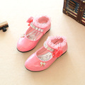 J Ghee Spring Autumn New Fashion Girls Shoes Patent PU Leather Rhinestone Beading Floral Lace Princess