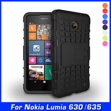 Luxury Hybrid Shock Proof Silicone + Hard Shell Cell Phone Case Cover For Nokia Lumia 630 635 Dual Sim Case Back Cover With Gift
