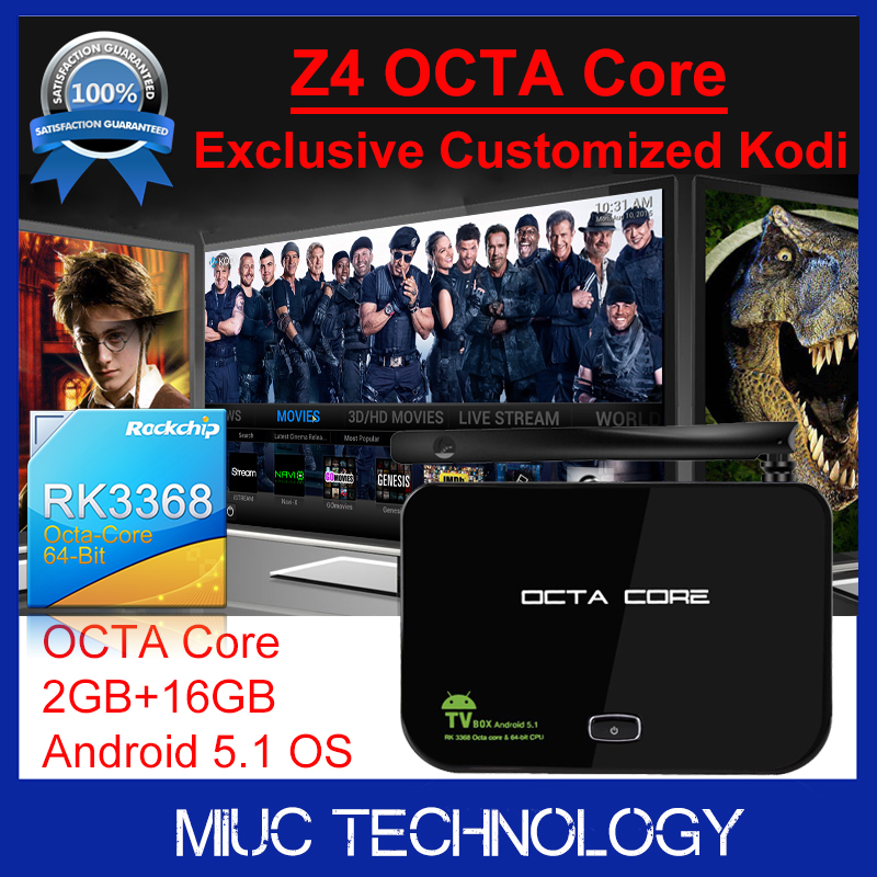 [Genuine] Kodi Fully Loaded Z4 RK3368 OCTA Core Android 5.1 Smart TV Box 2GB/16GB 4K Bluetooth 4.0 HDMI Media Player 5G Wifi