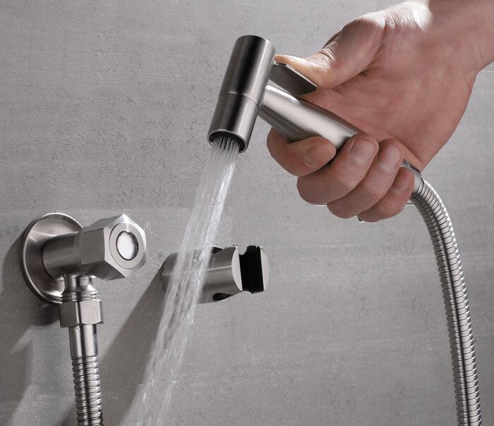 Description Picture 3 of itemstainless steel brushed nickel Round Handheld Bidet Portable Bidet Shower Set With Brass Bidet Valve BD621