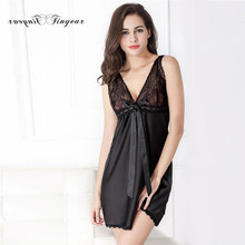 Elegant women lace deep v neck nightgowns sleepshirts super thin breathable summer sexy suspender babydoll nightdress 5 colors