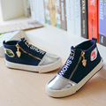 Yeeshow 2016 New Canvas Kids Shoes Wearable Rubber Sneakers Boys High Breathable Letter Zipper Girls Shoes