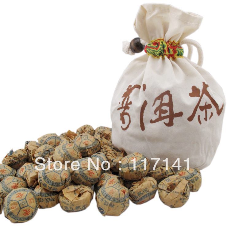 60pcs bag Ginseng flower Pu er tea Gift bag Free Mini Yunnan Puer tea Chinese tea