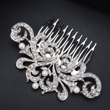 New Design Pearl Bridal Hair Jewelry Charm Silver Plated Crystal Hair Combs Hairpin Wedding Hair Accessories