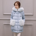 Thickening Cotton Down Parka Coat Ladies Fur Pockets Hooded Down Coat M 3XL Winter Warm Mid