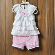Baby Girl Cake layers of lace sleeveless tops shorts suits Blue Polka Dot Polka Dot Cake