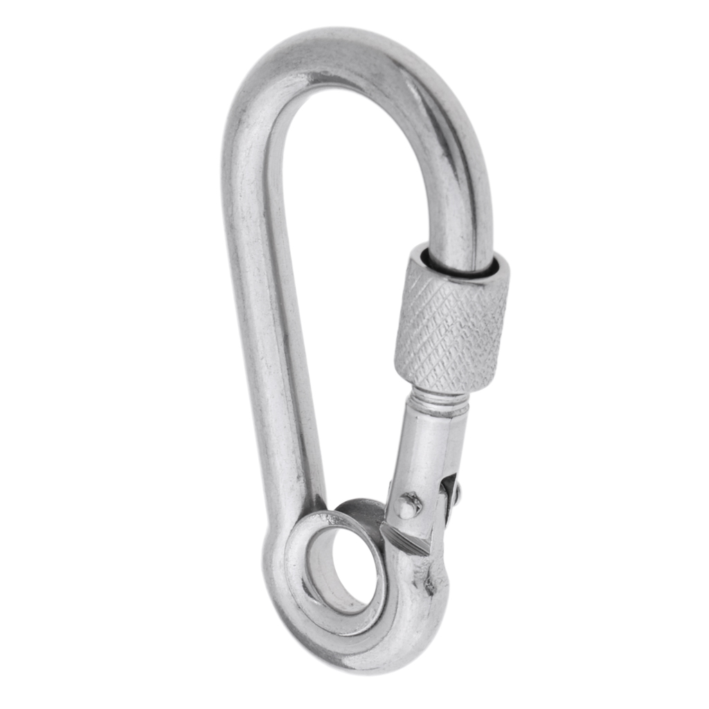 Yosoo Health Gear Outdoor Camping Hiking Carabiner Hook Stainless Steel Keychain Buckle with Fixed Eye-Hole Spring Clasps Keychain Buckles and Accessories Tool