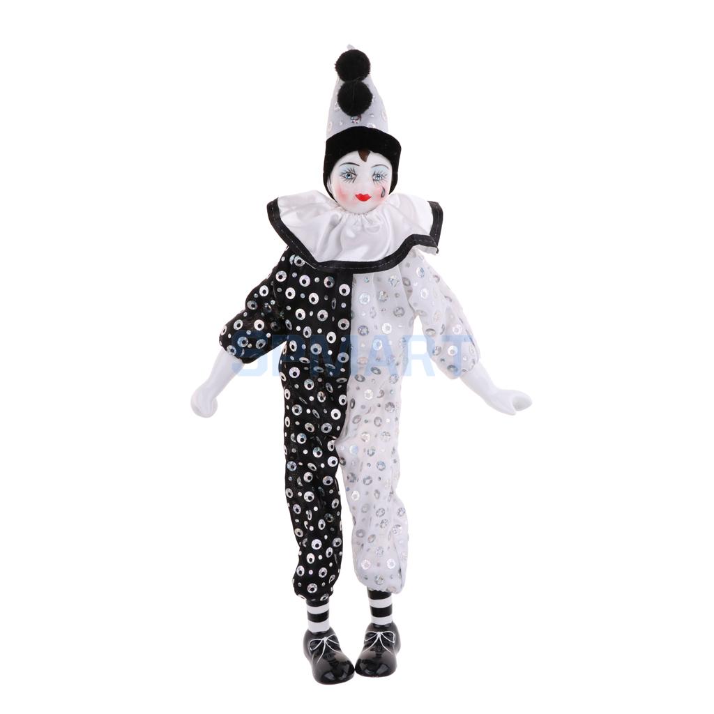 E Vintage Porcelain Hanging Feet Clown Doll Harlequin Doll Circus Prop