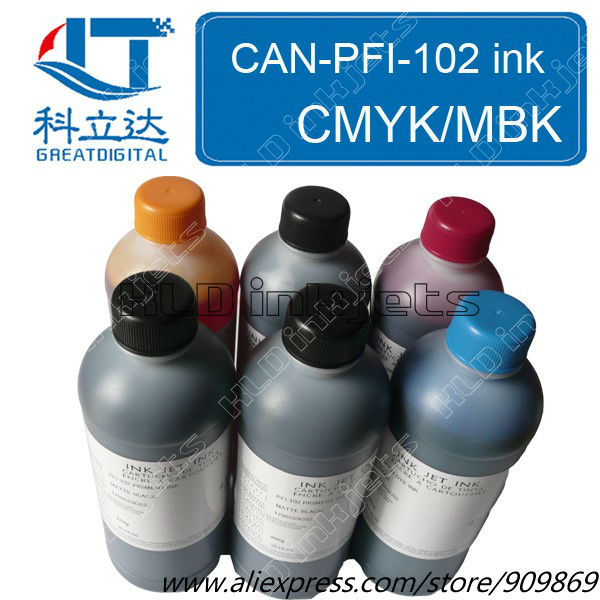 Фотография [KLD Inkjets] 1PCS x 500ml Compatible PFI-102 Pigment & Dye ink for IPF650 IPF655 IPF750 IPF755 IPF510 IPF605 IPF610
