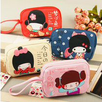 2015 Real Sale Unisex Fashion Canvas Square Bolsa Feminina Rilakkuma Double Zipper Bag Ladies Wallet Mobile