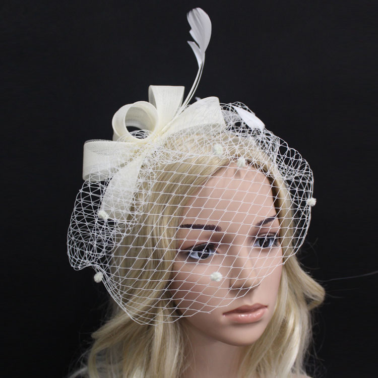 New Design beige/ivory/white color sinamay fascinators and hats for races/party ... - New-Design-beige-ivory-white-color-sinamay-fascinators-and-hats-for-races-party-church-wedding