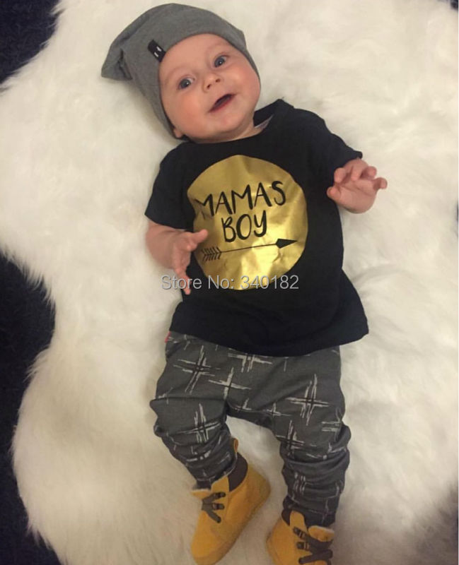 2016 New Summer Baby Boy Clothes Set Cotton Fashion Letters Printed