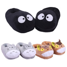 Miyazaki Hayao Anime Cartoon Totoro Cat Buss Fairydust Plush Shoes Home Winter Slippers for Children Women Men 27cm