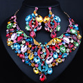 Wedding Jewelry Fashion Big crystal necklace and long earrings set African brides Jewelry sets