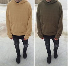 Hot Sell brand hip hop hoodies with fleece WARM winter mens kanye west hoodie sweatshirt swag solid Olive YEEZY pullover S-XXL