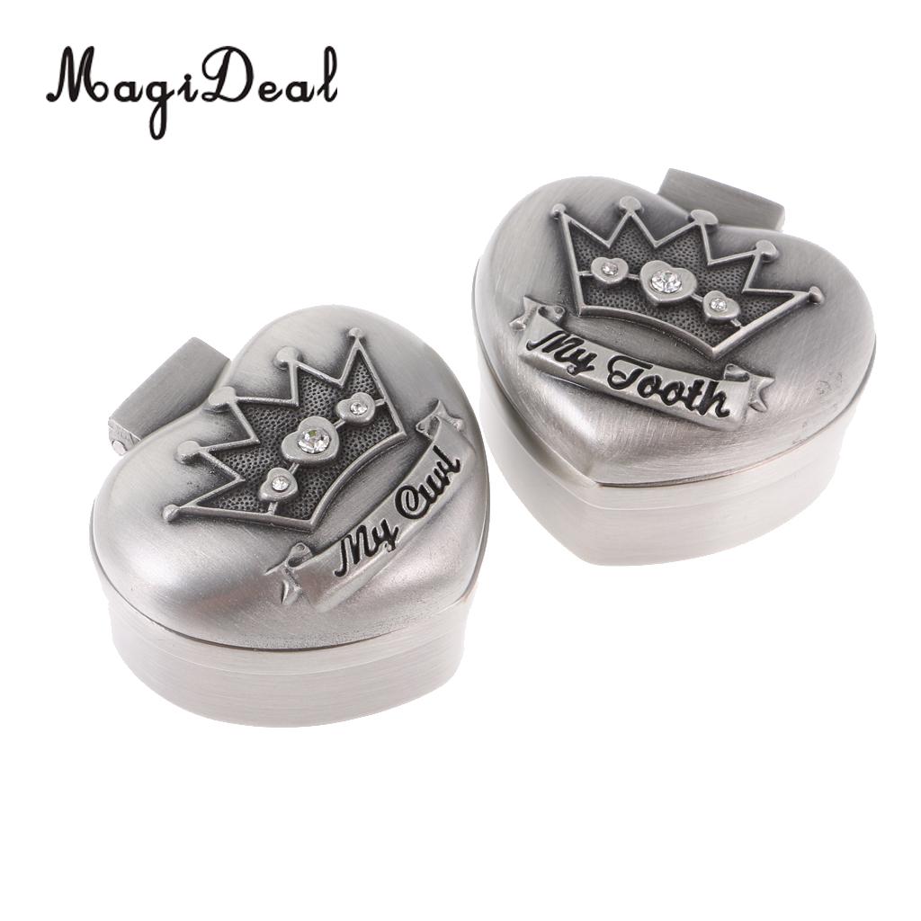 Alloy Heart Crown My First Tooth and Curl Storage Box Keepsake Memorial Gift