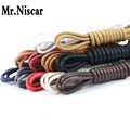 LEO 2 Pair Round Waxed Shoelaces for Leather Shoes Waterproof Cotton Shoe Laces Snow Martin Boots