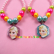 Anna Elsa Pendant Necklaces hexagon heart For Kids Baby Child Girls Jewelry Gift Cosplay Characte Figure