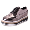 Patent Leather Women Oxfords 2016 Platform Shoes Woman Spring Creepers Autumn Flats Casual Lace Up Women