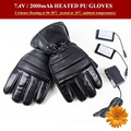7 4V Winter Heated PU Gloves Outdoor Ski Snowboard Motorcycle Lithium Battery Heating 5 Fingers Hand