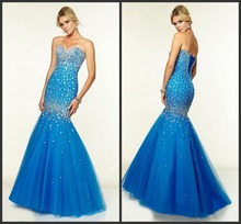 Wowbridal Sparkly Long Prom Dresses 2016 Floor Length Beaded Sweetheart Custom Made Sexy Plus Size Mermaid Dress