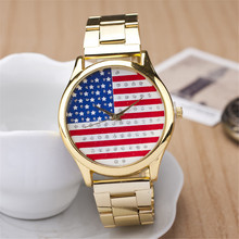 Relogio masculino ee.uu. bandera de reloj de cuarzo, oro de acero lleno de la correa relojes mujer. venta caliente digital mujeres del reloj envío gratis