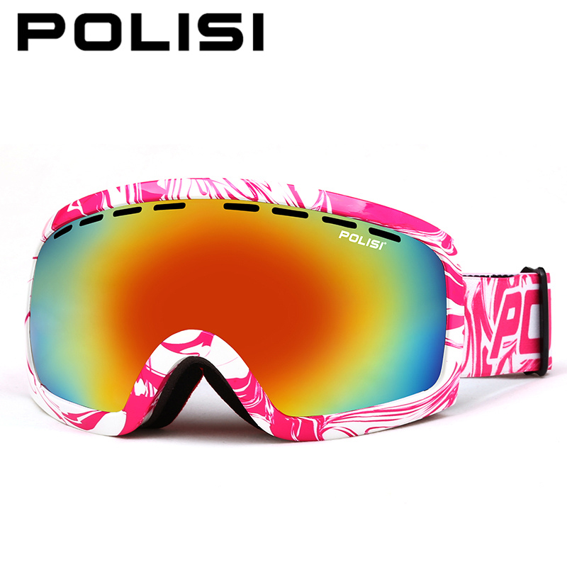 POLISI Winter Ski Protective Eyewear UV400 Skiing Snowboard Skate Glasses Double Layer Anti-Fog Lens Snowmobile Snow Goggles