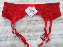 Fashion Women Sexy Bow Lace Floral Garters Three Line Buckle Back Garter Belt 4 Adjustable Suspenders