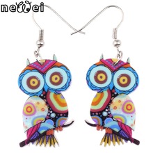Bonsny Drop Owl Earrings Jewelry Long Dangle Earring Acrylic Cute Pattern Fashion For Women 2015 New Style Girl Accessories