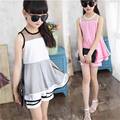 Two Piece Set 2016 Baby Chiffon Dress White Kids Boys Girls Summer Dress Toddler Party Dress