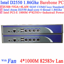 home network server Barebone with Intel D2550 1.86Ghz 4*intel PCI-E 1000M 82583v Lan support Panabit Wayos ROS Mikrotik PFSense
