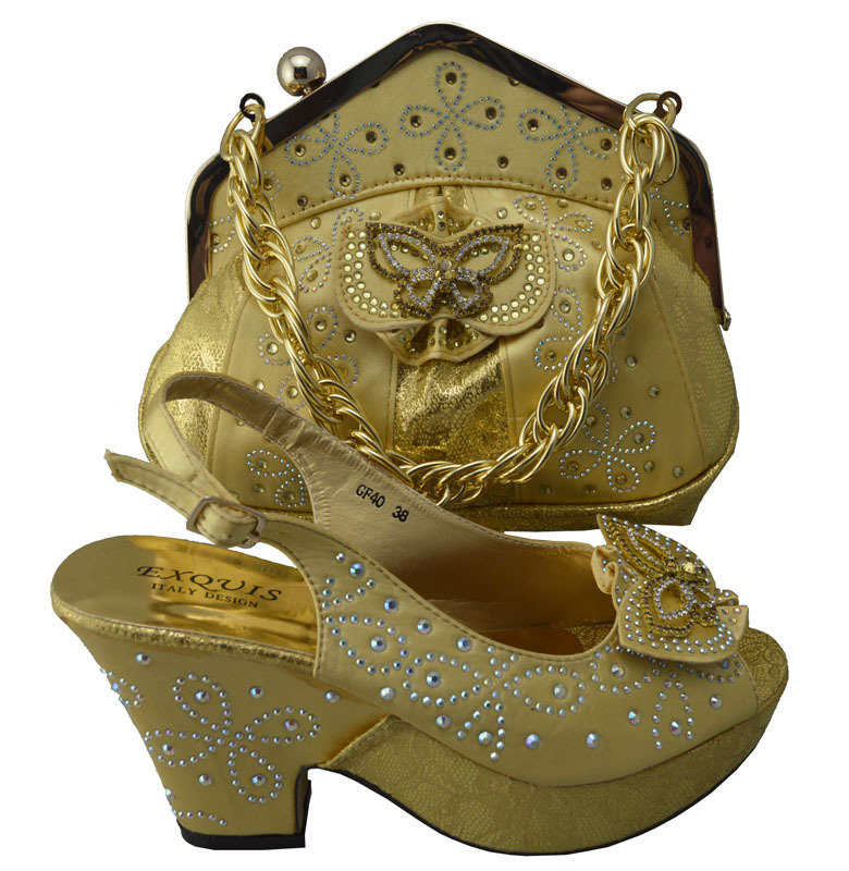 GOLD-High-Quality-Italian-Matching-Shoe-And-Bag-Set-With-Colorful ...