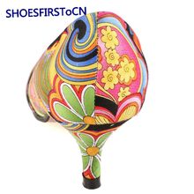Fashion Party Woman Shoes Pointed Toe Slip on Women Pumps Flowers Design Red Bottom High Heels