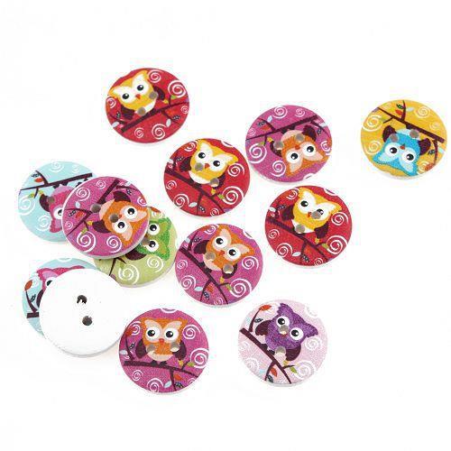 100pcs New Owl Design 2 Holes Wooden Buttons Sewing Buttons Craft Scrapbooking Clothing Accessories 111794