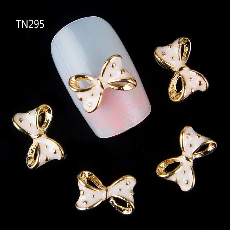 2015 NEW 10 Pcs Gold Drop of oil Hollow Bownot 3D Nail Tools Rhinestone For Nails