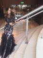 Nude Waist Unique Mermaid Prom Dresses 2016 Special Occasion Party Gowns Ruffle Formal Evening Dresses Robe