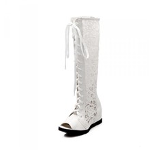 2015women sandals platform wedges summer boots knee high gladiator sandals sexy high heel peep toe shoes