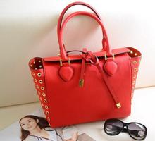 AB613 OL Elegant solid Hollow out Genuine leather woman lady girl Handbag Purse Shopper Tote bag red blue shoulder bag ms