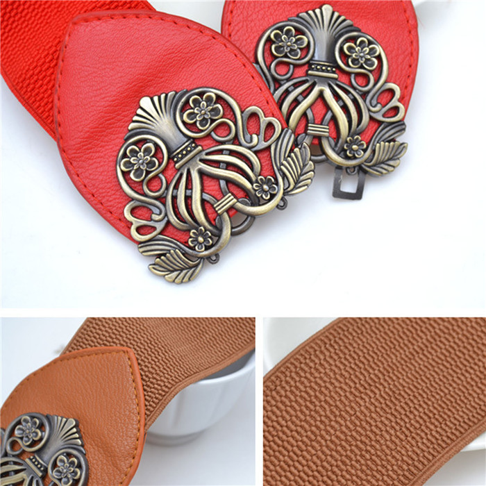 2014 New Fashion Accessories Alloy flower leather belt Brand women vintage Girdle belts for women cheap