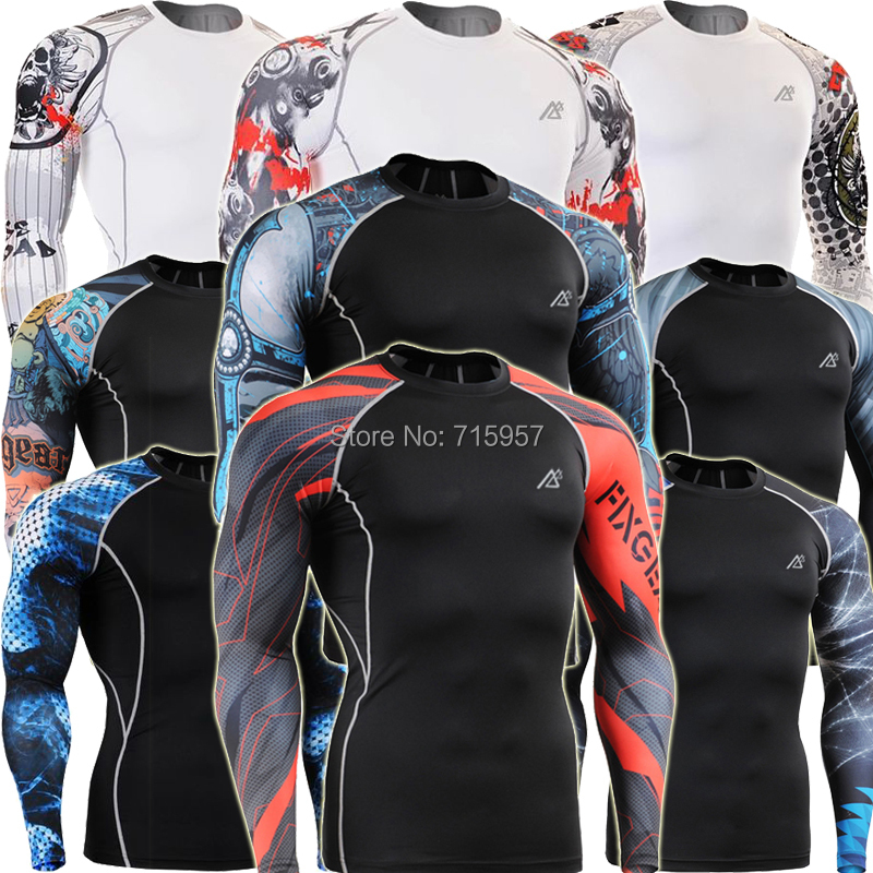 FIXGEAR Compression Shirts Skin Tight Weight Lifting Base Layer Running Training Body building Fitness Top for