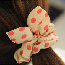 summer style hair accessory Hair band Polka dot leopard trip hair rope Rabbit Ears scrunchy Hair