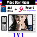 2016 Upgraded Version 9 Inch Big Screen 8GB SD Card Video Record Door Phone intercom System