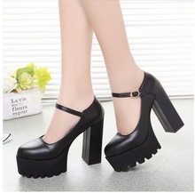 2015 spring and autumn fashion high heeled shoes 12cm strap hasp round toe platform thick heel