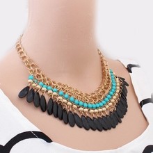 2015 Bohemian Tassels Drop Vintage Gold Choker Chain Statement Necklaces Pendants Fashion Jewelry For Woman