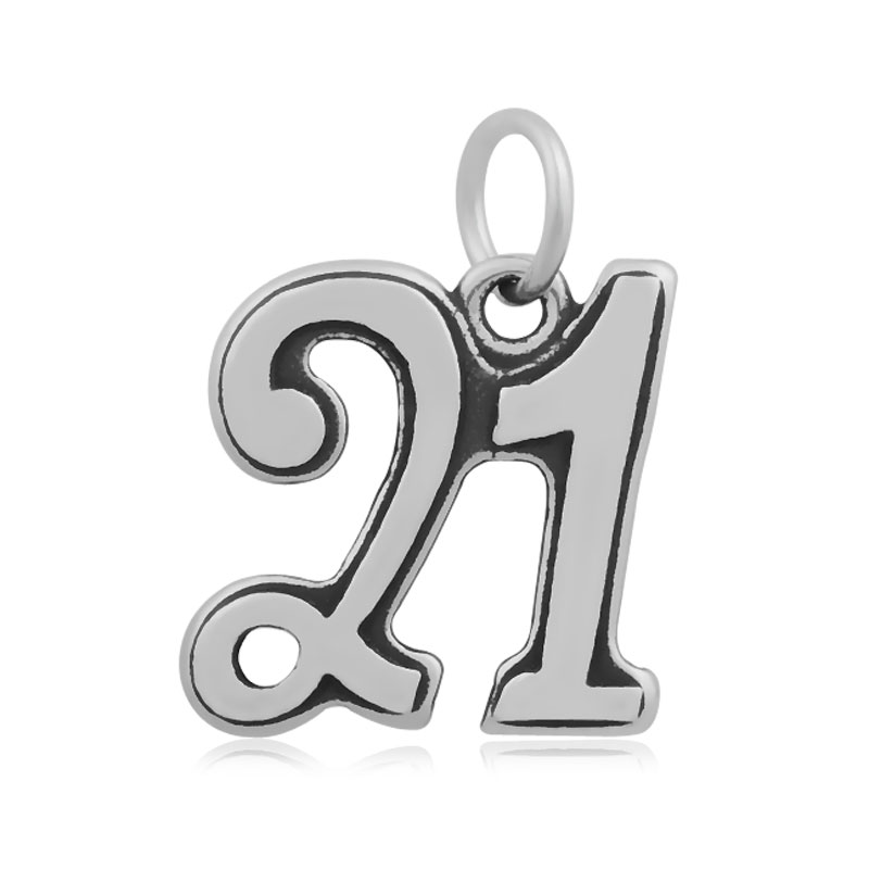 Number 21 Charm Charms for Bracelets and Necklaces