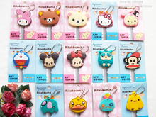 Hot Sale Novelty Items Anime Cute Hello Kitty Silicone Key Cover Cap Minion Keychain Women Key