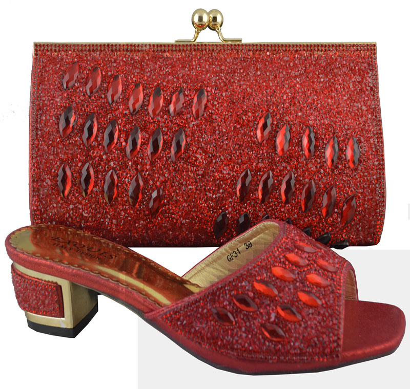 PU leather high heel shoe and handbag set teal red African party shoe ...